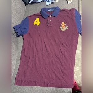 Polo by Ralph Lauren Burgundy Polo with Yellow Crest and Navy Accents